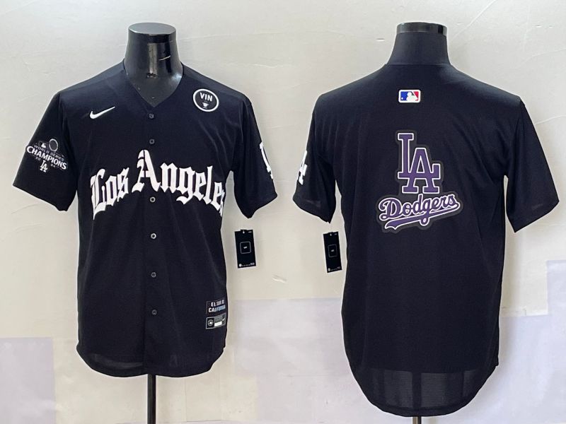 Men Los Angeles Dodgers Blank Black Five generations Joint Name 2025 Nike MLB Jersey style 74